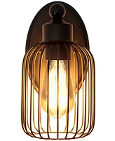 Lalia Home Ironhouse 10.5" One Light Industrial Decorative Cage Wall Sconce Uplight Downlight Wall Mounted Fixture