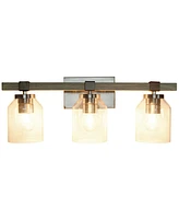 Lalia Home Barnlit Rustic Three Light Metal and Clear Glass Shade Vanity Uplight Downlight Wall Mounted Fixture