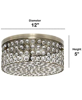 Lalia Home 12" Classix Glam Two Light Decorative Round Crystal and Metal Flush Mount Ceiling Light Fixture
