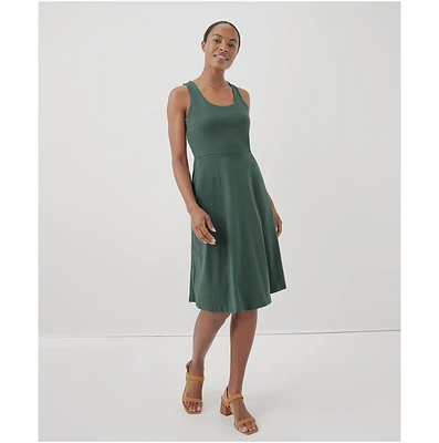 Pact Women's Organic Cotton Fit & Flare Tie-Back Dress