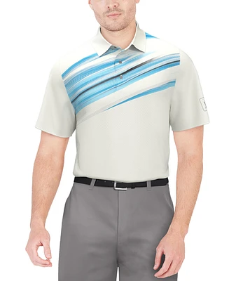 Pga Tour Men's Brush Stroke Textured Short Sleeve Performance Golf Polo Shirt