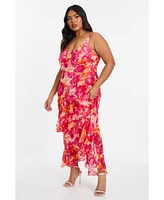 Quiz Plus Size Chiffon Ruffle Maxi Dress