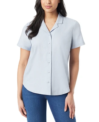 Gloria Vanderbilt Women's Linen-Blend Button-Up Camp Shirt