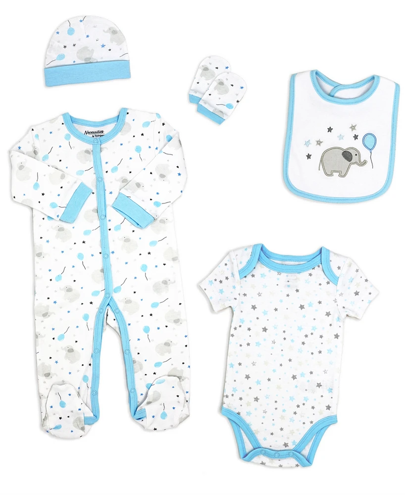 Tendertyme Baby Boy Elephants and Balloons 5 Piece Layette Set