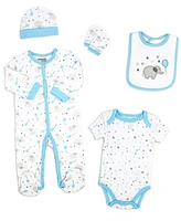 Tendertyme Baby Boy Elephants and Balloons 5 Piece Layette Set