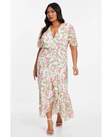 Quiz Plus Floral Wrap Maxi Dress