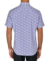 Society of Threads Men's Regular-Fit Non-Iron Performance Stretch Medallion-Print Button-Down Shirt