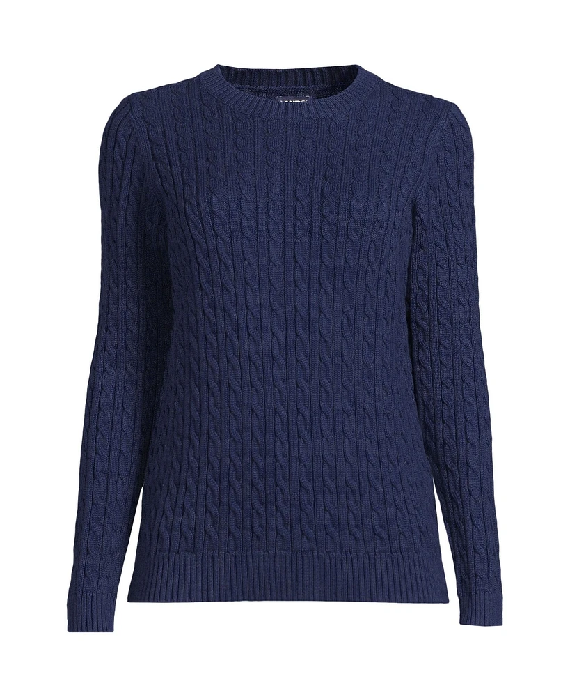 Lands' End Women's Drifter Cable Crew Neck Sweater