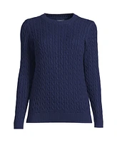 Lands' End Women's Drifter Cable Crew Neck Sweater