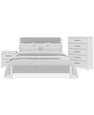 Catriona 3pc Bedroom Set (King Upholstered Bed, Chest