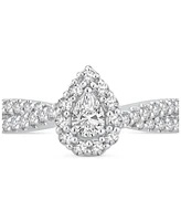 Diamond Pear Halo Engagement Ring (5/8 ct. t.w.) in 14k White Gold