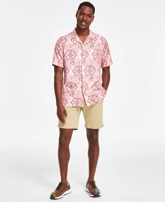 Club Room Mens Short Sleeve Medallion Silk Shirt 4 Way Stretch Shorts Created For Macys