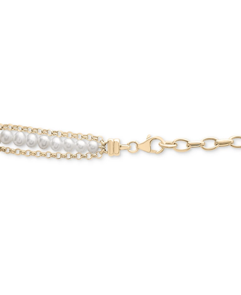 Audrey by Aurate Cultured Freshwater Pearl (5mm) Triple & Single Link Bracelet in Gold Vermeil, Created for Macy's
