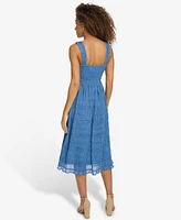 kensie Women's Textured Sweetheart-Neck Midi Dress