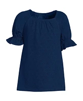 Lands' End Girls Short Sleeve Eyelet Ruffle Top