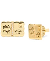 Kate Spade New York Gold-Tone Away We Go Cubic Zirconia Girls Trip Postcard Stud Earrings