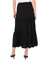 Sam & Jess Women's Eyelet Tiered Pull-On Midi Knit Skirt