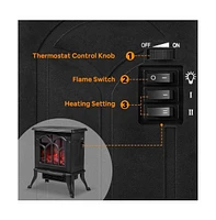 Sugift 16in W Electric Fireplace Flame Stove Heater Space Heater Indoor