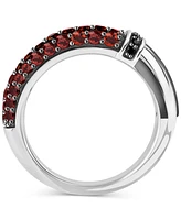 Wonder Fine Jewelry Garnet (1 ct. t.w.) & Black Diamond (1/20 Darth Vader Lightsaber Ring Sterling Silver