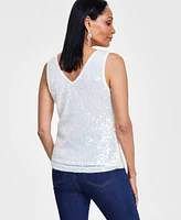 I.n.c. International Concepts Women's V-Neck Sequin Tank Top, Created for Macy's