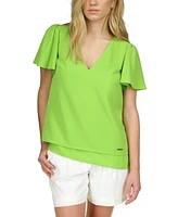 Michael Michael Kors Women's Layered V-Neck Flutter-Sleeve Top