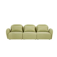 Simplie Fun Three Seat Lazy Sofa Teddy Fabric Light Green