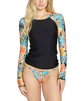 Volcom Juniors Take It Easy Printed Rash Guard Top Cheeky Bikini Bottoms