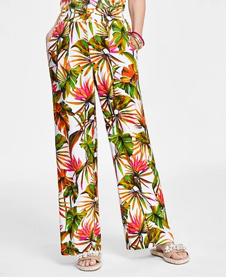 I.n.c. International Concepts Petite Printed Linen Wide-Leg Pants, Created for Macy's
