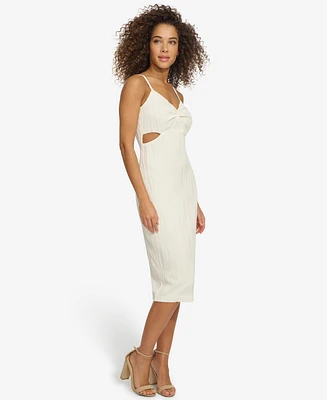 Siena Women's Ruched-Front Side-Cutout Knit Midi Dress