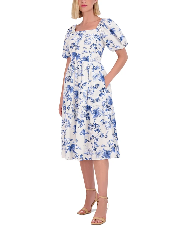 vince camuto floral embroidered midi dress Buy Vince Camuto Off-the-shoulder Tassel Tie Midi Dress - Natural At 62%  Off