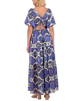 Vince Camuto Women's Printed Puff-Sleeve Maxi Dress