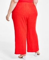 Nina Parker Trendy Plus Size Textured Pull-On Pants