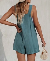 Cupshe Women's Patch Pocket Pinafore Romper