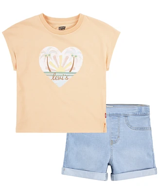 Levi's Little Girls Palm Dolman Tee and Shorts Set