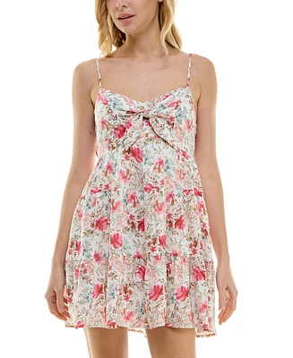 Trixxi Juniors' Floral Print Sleeveless Fit & Flare Dress