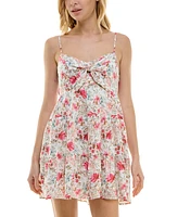 Trixxi Juniors' Floral Print Sleeveless Fit & Flare Dress