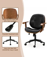 Glitzhome Leatherette Gaslift Adjustable Swivel Office Chair