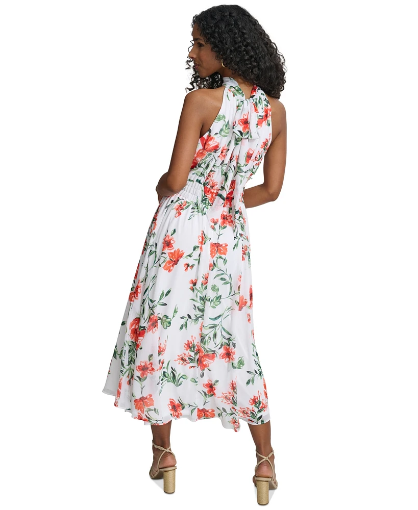 Calvin Klein Women's Floral-Print A-Line Halter Dress
