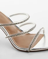 Mango Women's Rhinestone Straps Heeled Sandals