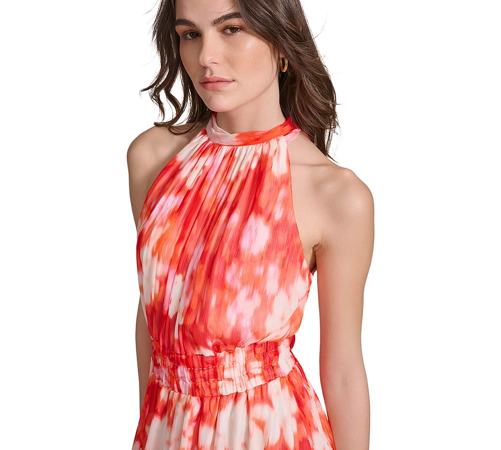 Calvin Klein Women's Printed A-Line Halter Dress