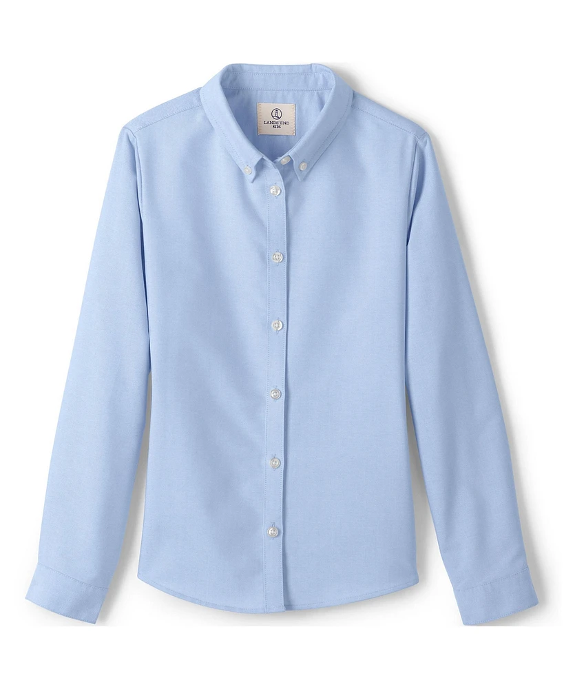 Lands' End Big Girls Plus School Uniform Long Sleeve Oxford Dress Shirt