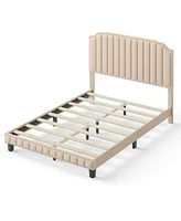 Slickblue Heavy Duty Upholstered Bed Frame with Rivet Headboard