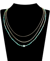 Unwritten Amazonite Beaded Snake Chain Layered 3-Piece Necklace Set