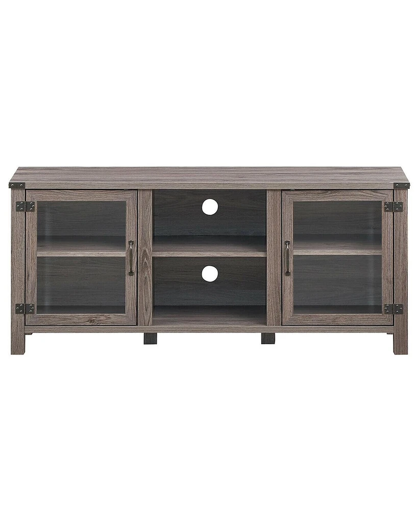 Slickblue Tv Stand Entertainment Center for TVs up to 65 Inch with Storage Cabinets-Gray
