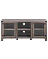 Slickblue Tv Stand Entertainment Center for TVs up to 65 Inch with Storage Cabinets-Gray