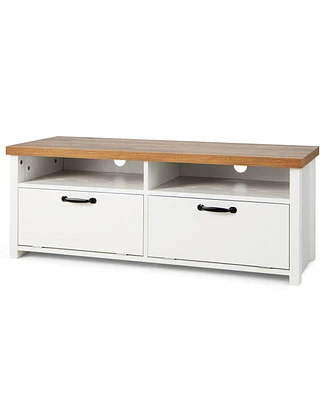 Slickblue 41.5 Inch Modern Tv Stand with 2 Cabinets for TVs up to 48 Inch - White