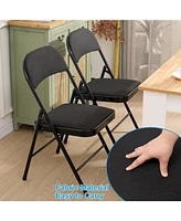 6-Pack Folding Chair Fabric Upholstered Padded Seat Metal Frame for Home Office Dining Room