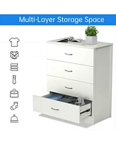 Sugift 4 Drawers Dresser Wood Dresser Chest 40.2" H x 27.6" W x 15.7" D - Melbourne Gray