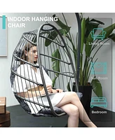 Outdoor Wicker Hanging Egg Swing Chair (Stand Included)