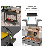 Sugift 4 Burner Propane Gas Grill Flat Top Griddle Grill in Black